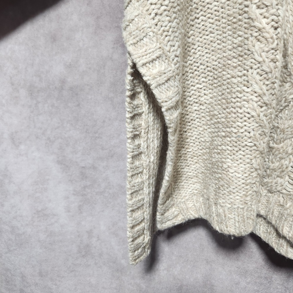 womens MADEWELL crewneck Cable-Knit Sweater sz L beige/oatmeal Alpaca/Wool blend - Picture 5 of 8